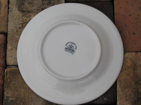 photo of 8 Homer Laughlin ivory ironstone china plates, Gothic arch border #4