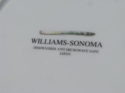 photo of 8 Williams-Sonoma plates, asparagus print w/ heirloom french labels #5