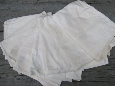 photo of 8 old cotton feedsack fabric kitchen dish towels, nice big feed sacks #1