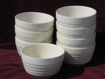 catalog photo of 8 old deep bowls for soup, stew, chili, ice cream! vintage USA pottery