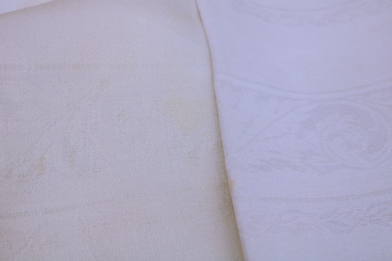 photo of 8 pure linen dinner napkins, vintage damask table linens set extra large cloth napkins white linen  #2