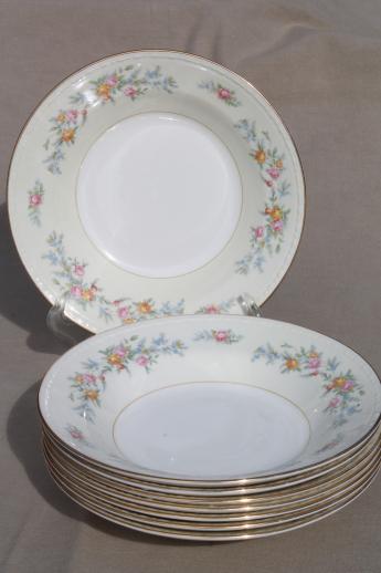 photo of 8 soup bowls, vintage Homer Laughlin china Cashmere floral Eggshell Georgian #1