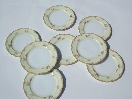 photo of 8 vintage Meito hand-painted Japan china bread and butter or dessert plates #1