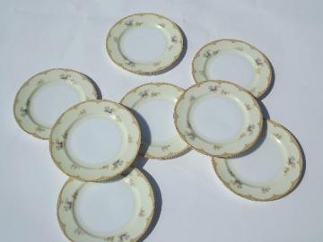 catalog photo of 8 vintage Meito hand-painted Japan china bread and butter or dessert plates