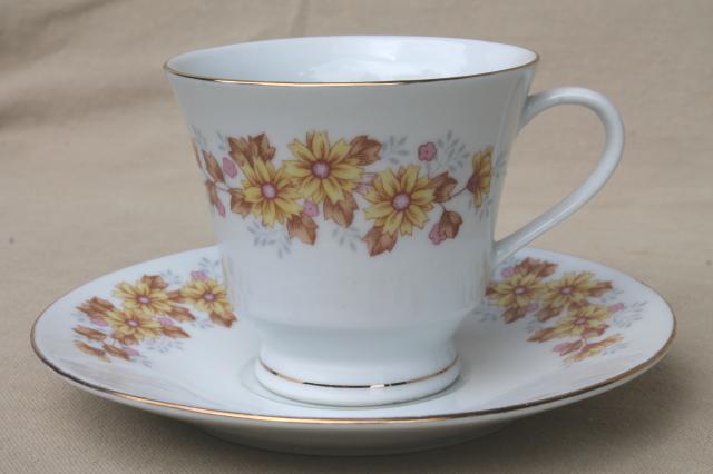 photo of 8 vintage china cups & saucers to mixn & match, tea party flowered porcelain teacups #7