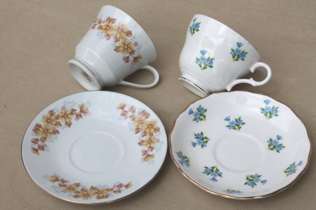 photo of 8 vintage china cups & saucers to mixn & match, tea party flowered porcelain teacups #8