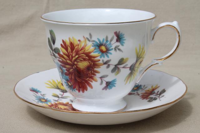 photo of 8 vintage china cups & saucers to mixn & match, tea party flowered porcelain teacups #11