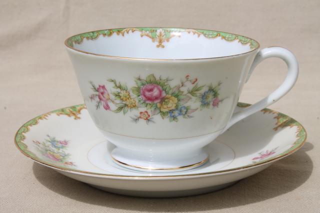 photo of 8 vintage china cups & saucers to mixn & match, tea party flowered porcelain teacups #14