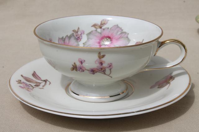 photo of 8 vintage china cups & saucers to mixn & match, tea party flowered porcelain teacups #15