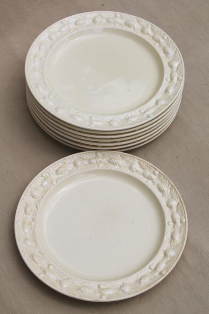 photo of 8 vintage creamware china dinner plates w/ Della Robbia border, Adams - England Titian Ware #3