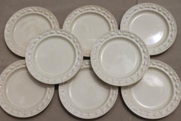 catalog photo of 8 vintage creamware china dinner plates w/ Della Robbia border, Adams - England Titian Ware