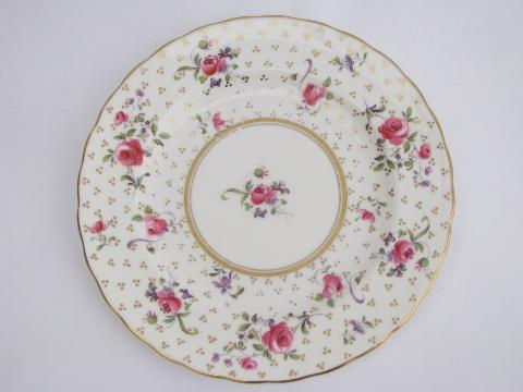 photo of 8 vintage roses china plates, Royal Chelsea hand-painted English porcelain #2