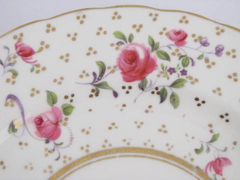 photo of 8 vintage roses china plates, Royal Chelsea hand-painted English porcelain #3