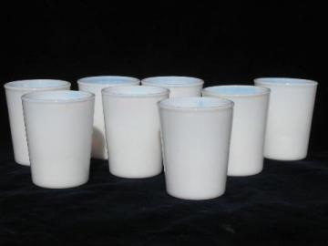 catalog photo of 8 white kitchen glass tumblers, vintage milk glasses lot