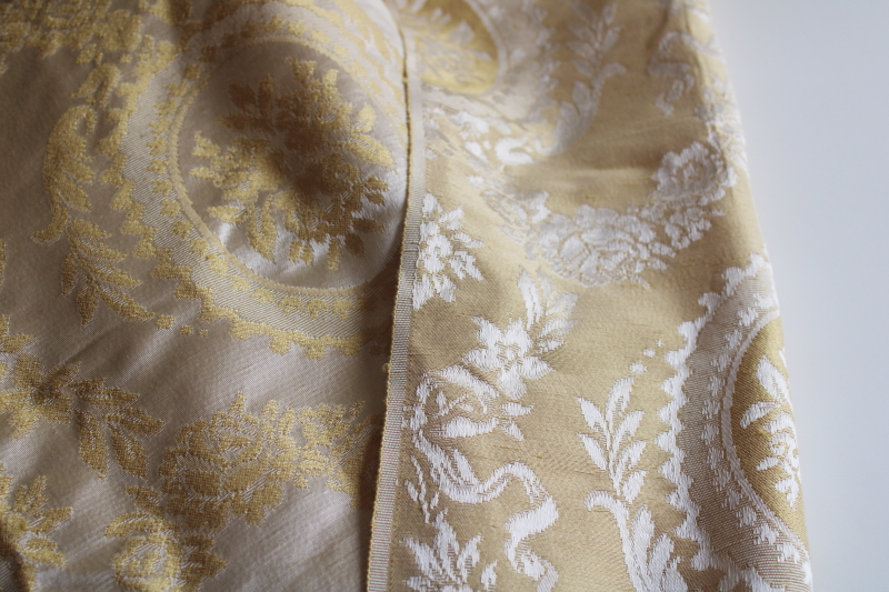 photo of 8 yards vintage damask pattern brocade fabric, pale gold & cream french country chateau  #1