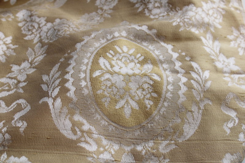 photo of 8 yards vintage damask pattern brocade fabric, pale gold & cream french country chateau  #4