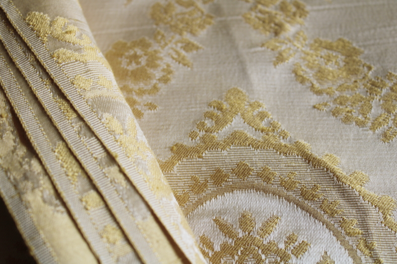 photo of 8 yards vintage damask pattern brocade fabric, pale gold & cream french country chateau  #6