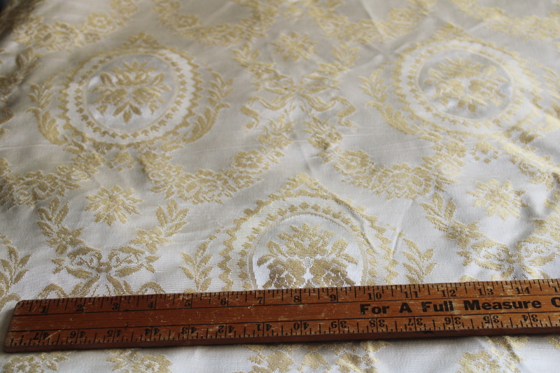 photo of 8 yards vintage damask pattern brocade fabric, pale gold & cream french country chateau  #7