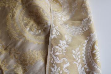 catalog photo of 8 yards vintage damask pattern brocade fabric, pale gold & cream french country chateau 