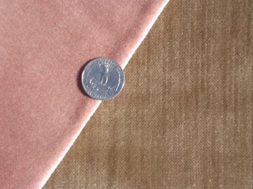 photo of 8 yds vintage upholstery remnant fabric, rose pink & shades of greige brown #3