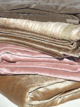 catalog photo of 8 yds vintage upholstery remnant fabric, rose pink & shades of greige brown