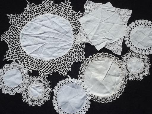 photo of 80+ vintage doilies, cotton fabric doily table mats w/ lace and crochet #2