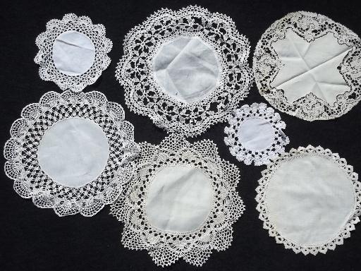 photo of 80+ vintage doilies, cotton fabric doily table mats w/ lace and crochet #3