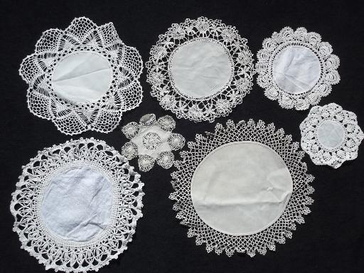 photo of 80+ vintage doilies, cotton fabric doily table mats w/ lace and crochet #7