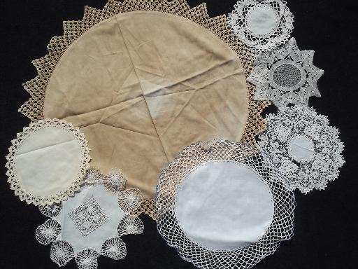 photo of 80+ vintage doilies, cotton fabric doily table mats w/ lace and crochet #8