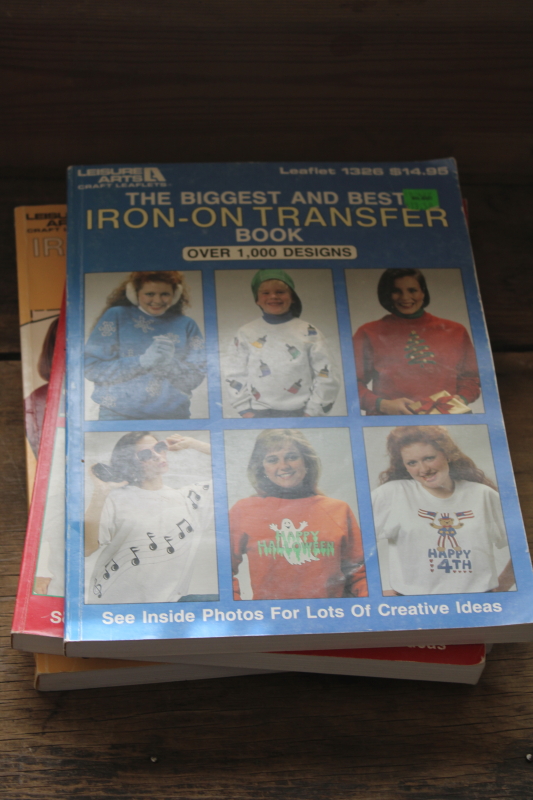 photo of 80s 90s retro iron on transfers for applique or embroidery, Leisure Arts big books lot, seasonal designs etc #4