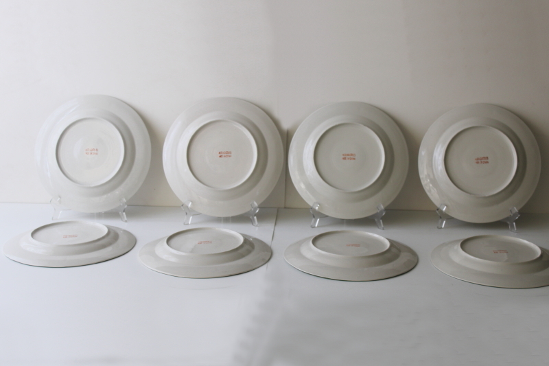 photo of 80s 90s vintage Alco stoneware Christmas tree pattern dinner plates set of 8 #5