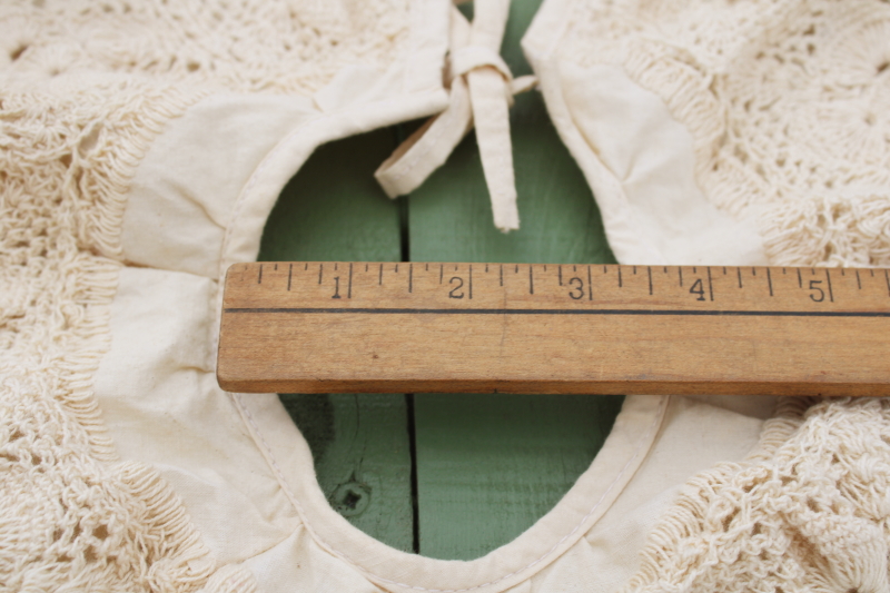 photo of 80s 90s vintage Christmas tree skirt, ivory cotton w/ crochet lace shabby chic farmhouse holiday  #3