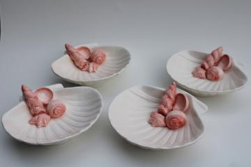 catalog photo of 80s 90s vintage Fitz & Floyd Coquille scallop shell soap dish bowls w/ sea shells