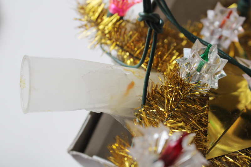 photo of 80s 90s vintage Kmart gold tinsel star lighted Christmas tree topper in box, works  #5