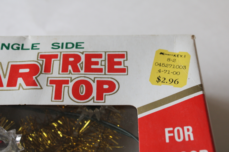 photo of 80s 90s vintage Kmart gold tinsel star lighted Christmas tree topper in box, works  #8