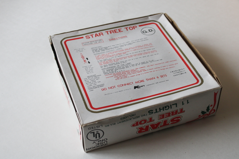 photo of 80s 90s vintage Kmart gold tinsel star lighted Christmas tree topper in box, works  #9