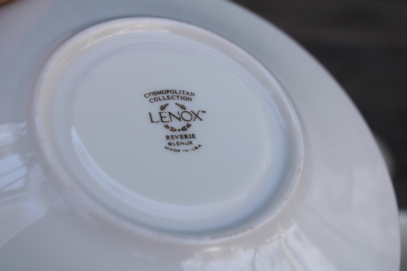 photo of 80s 90s vintage Lenox Reverie blue on ivory china tea cups & saucers set of 4  #7