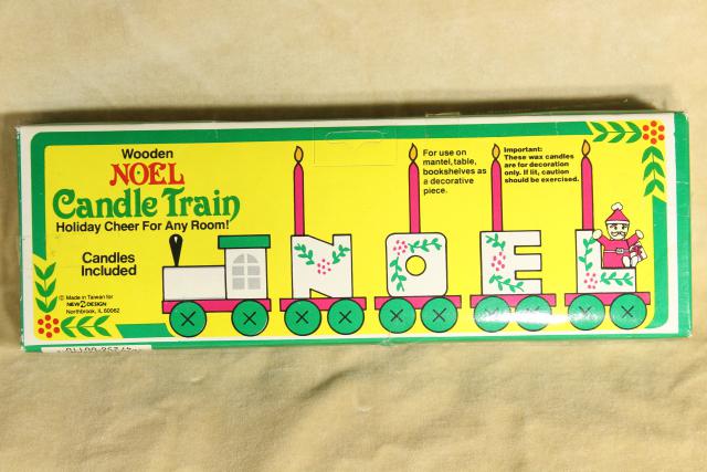 photo of 80s 90s vintage NOEL train Christmas ornament hand painted wood holiday decoration #2