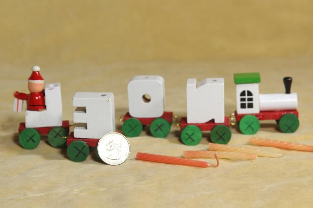 photo of 80s 90s vintage NOEL train Christmas ornament hand painted wood holiday decoration #6