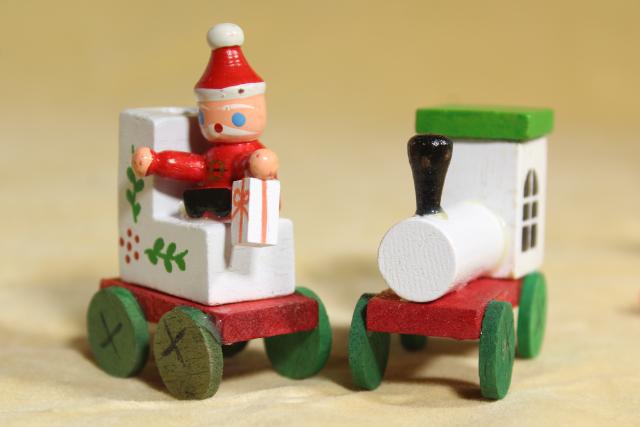 photo of 80s 90s vintage NOEL train Christmas ornament hand painted wood holiday decoration #7