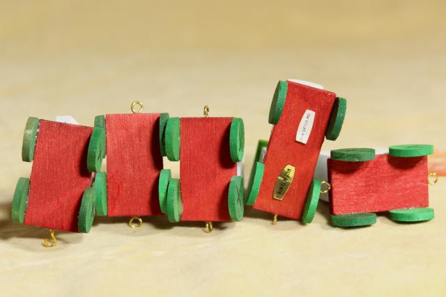 photo of 80s 90s vintage NOEL train Christmas ornament hand painted wood holiday decoration #9