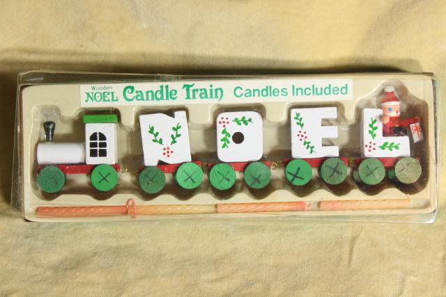 photo of 80s 90s vintage NOEL train Christmas ornament hand painted wood holiday decoration #10