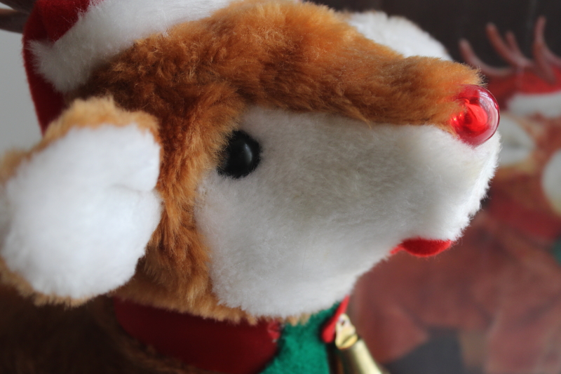 photo of 80s 90s vintage Rudolph the Red Nosed Reindeer toy, blinks nose plays music DOESN'T WALK  #2