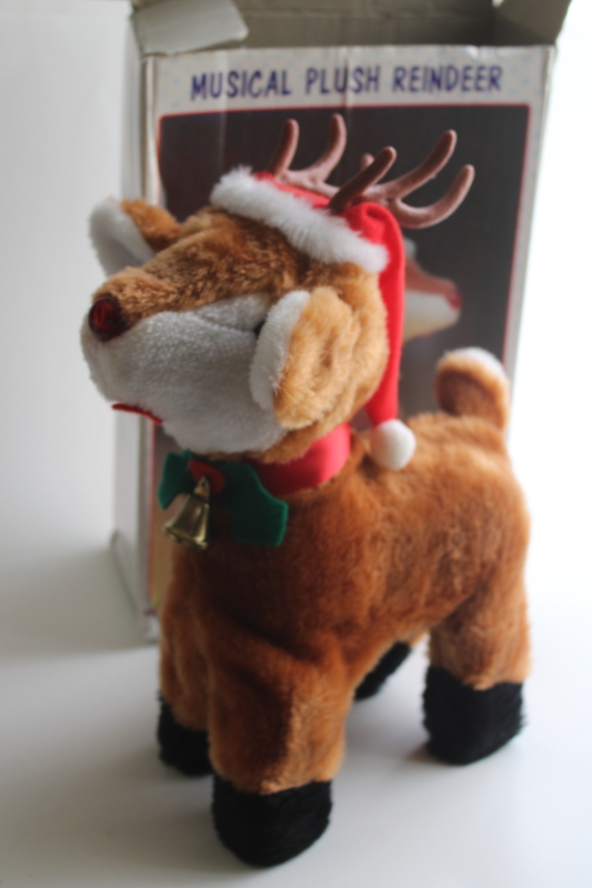 photo of 80s 90s vintage Rudolph the Red Nosed Reindeer toy, blinks nose plays music DOESN'T WALK  #4