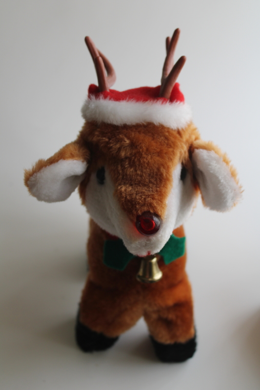 photo of 80s 90s vintage Rudolph the Red Nosed Reindeer toy, blinks nose plays music DOESN'T WALK  #6