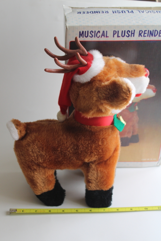 photo of 80s 90s vintage Rudolph the Red Nosed Reindeer toy, blinks nose plays music DOESN'T WALK  #7