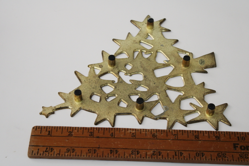 photo of 80s 90s vintage brass trivet, Christmas tree made of stars, abstract modern art holiday decor #4