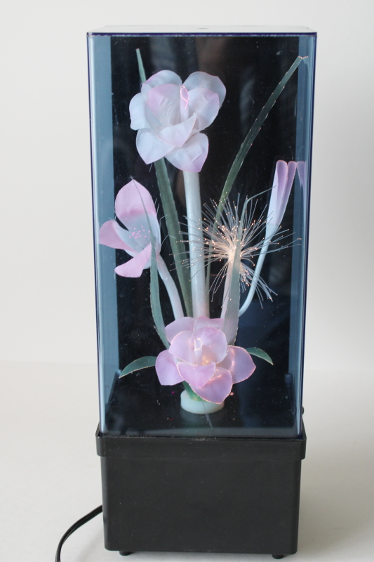 photo of 80s 90s vintage fiber optic color change light, display case flowers working TV lamp mood light  #2