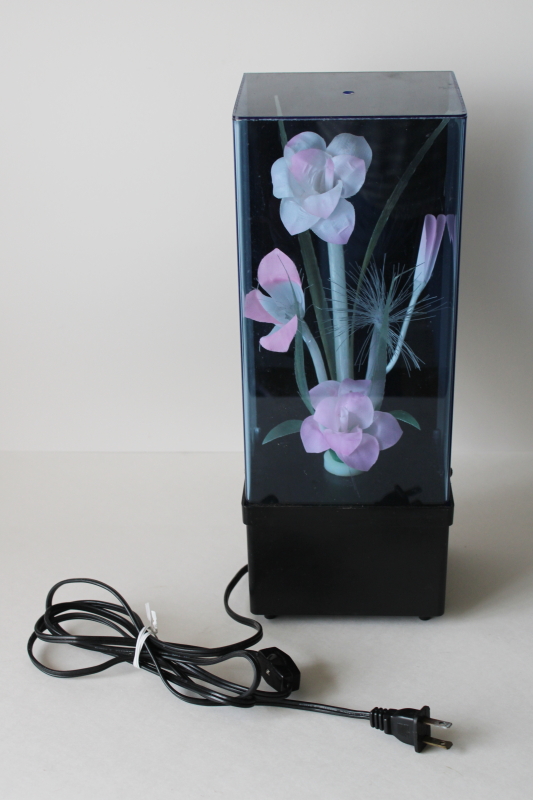 photo of 80s 90s vintage fiber optic color change light, display case flowers working TV lamp mood light  #3