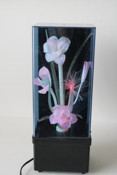 catalog photo of 80s 90s vintage fiber optic color change light, display case flowers working TV lamp mood light 